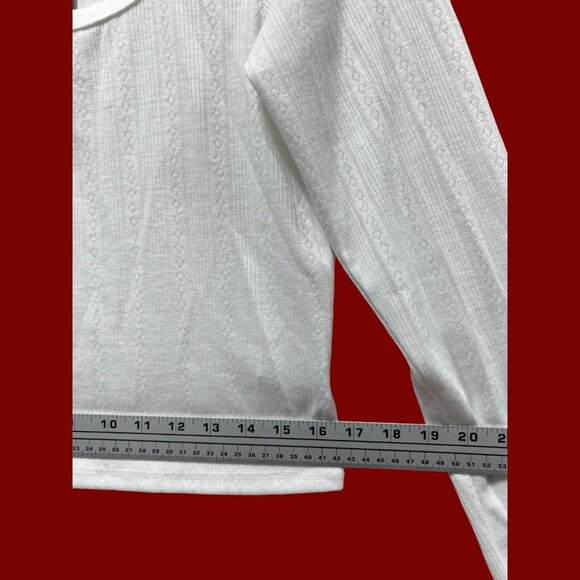 Wild Fable - Women's Long Sleeve Pointelle T-Shirt - White - Extra Large - Picture 5 of 13